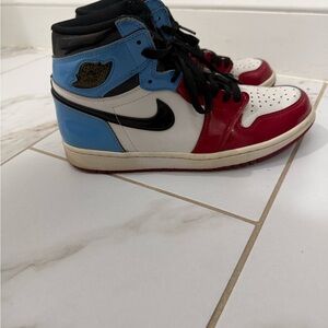 Nike Red, Blue, and White High-Top Sneakers